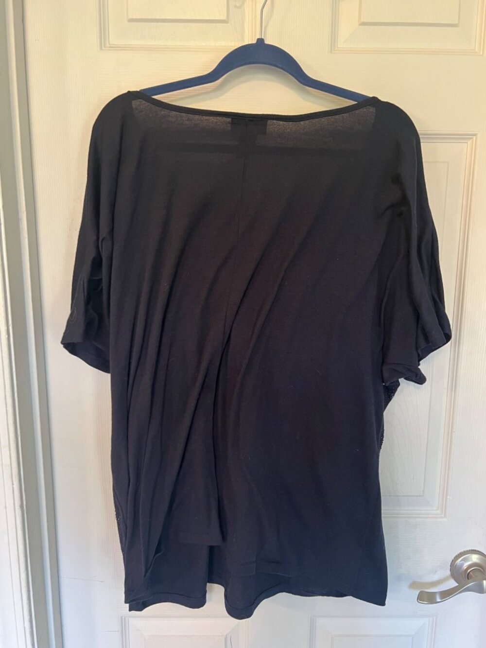 Lane Bryant Navy Blue Short Sleeve Sequin Embellished Blouse Knit Shirt Top 22 2 - Picture 3 of 5